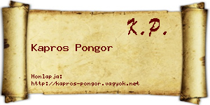 Kapros Pongor névjegykártya